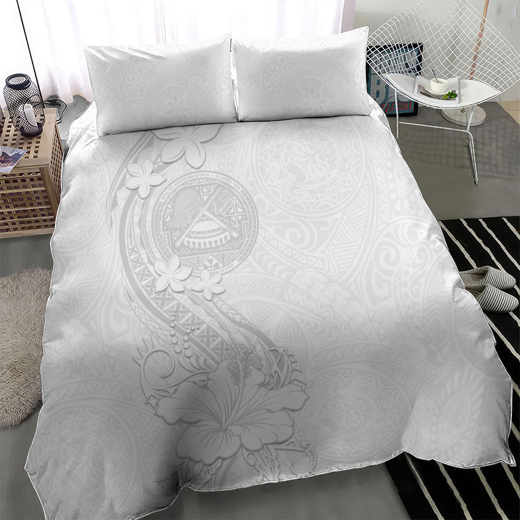 American Samoa White Sunday Bedding Set Polynesian Pattern With Tropical Flowers LT05 - Polynesian Pride