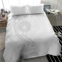 American Samoa White Sunday Bedding Set Polynesian Pattern With Tropical Flowers LT05 - Polynesian Pride
