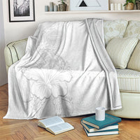 American Samoa White Sunday Blanket Polynesian Pattern With Tropical Flowers LT05 White - Polynesian Pride