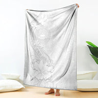 American Samoa White Sunday Blanket Polynesian Pattern With Tropical Flowers LT05 - Polynesian Pride