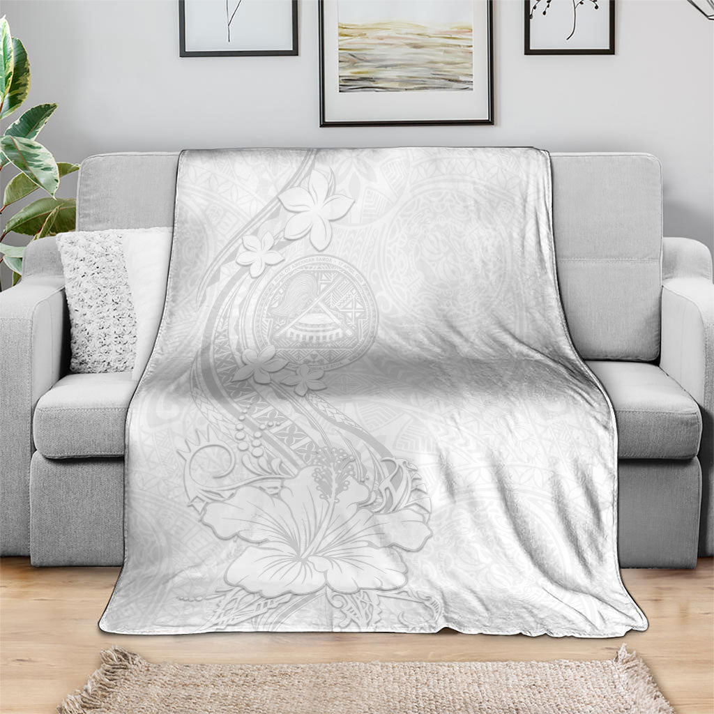 American Samoa White Sunday Blanket Polynesian Pattern With Tropical Flowers LT05 - Polynesian Pride