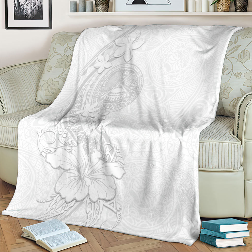 American Samoa White Sunday Blanket Polynesian Pattern With Tropical Flowers LT05 - Polynesian Pride