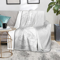 American Samoa White Sunday Blanket Polynesian Pattern With Tropical Flowers LT05 - Polynesian Pride
