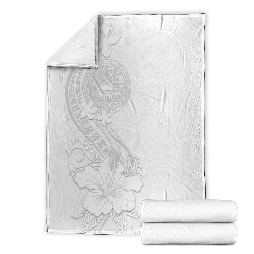American Samoa White Sunday Blanket Polynesian Pattern With Tropical Flowers LT05 - Polynesian Pride