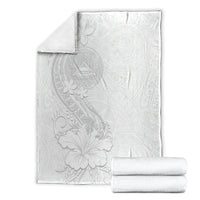 American Samoa White Sunday Blanket Polynesian Pattern With Tropical Flowers LT05 - Polynesian Pride