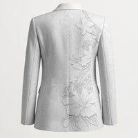 American Samoa White Sunday Blazer Polynesian Pattern With Tropical Flowers LT05 - Polynesian Pride