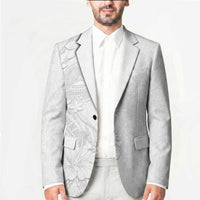 American Samoa White Sunday Blazer Polynesian Pattern With Tropical Flowers LT05 - Polynesian Pride