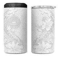 American Samoa White Sunday 4 in 1 Can Cooler Tumbler Polynesian Pattern With Tropical Flowers LT05 One Size: 16 oz White - Polynesian Pride