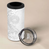 American Samoa White Sunday 4 in 1 Can Cooler Tumbler Polynesian Pattern With Tropical Flowers LT05 - Polynesian Pride