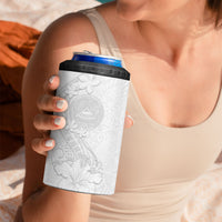 American Samoa White Sunday 4 in 1 Can Cooler Tumbler Polynesian Pattern With Tropical Flowers LT05 - Polynesian Pride