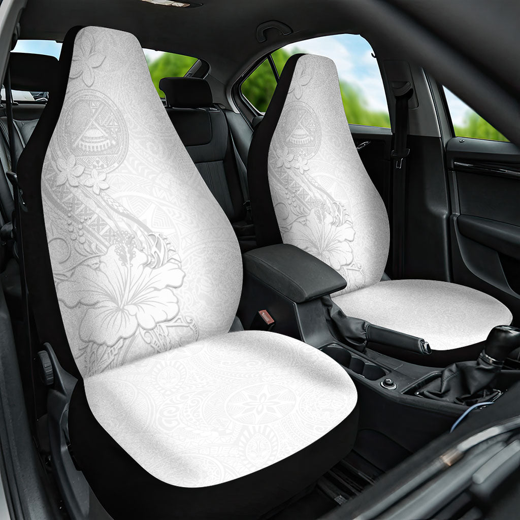 American Samoa White Sunday Car Seat Cover Polynesian Pattern With Tropical Flowers LT05 One Size White - Polynesian Pride