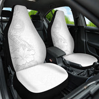 American Samoa White Sunday Car Seat Cover Polynesian Pattern With Tropical Flowers