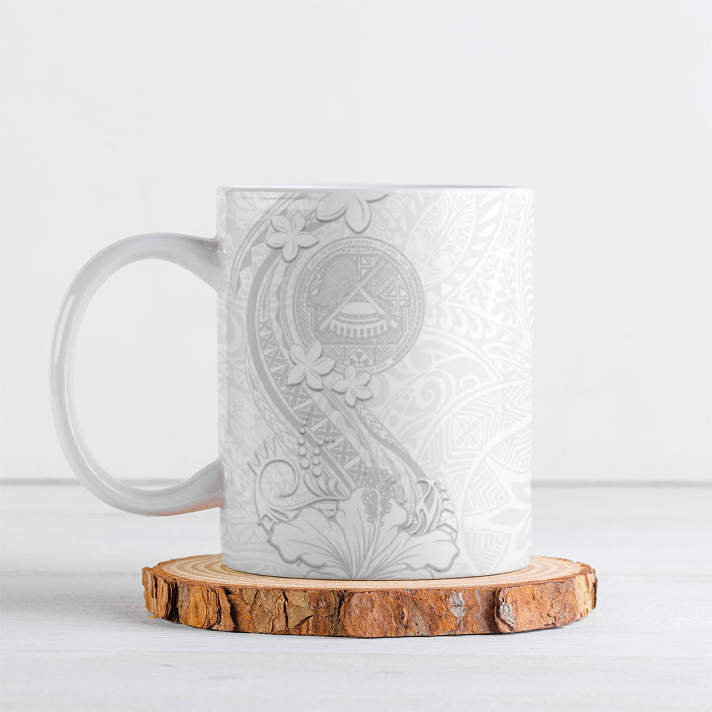 American Samoa White Sunday Ceramic Mug Polynesian Pattern With Tropical Flowers LT05 White - Polynesian Pride