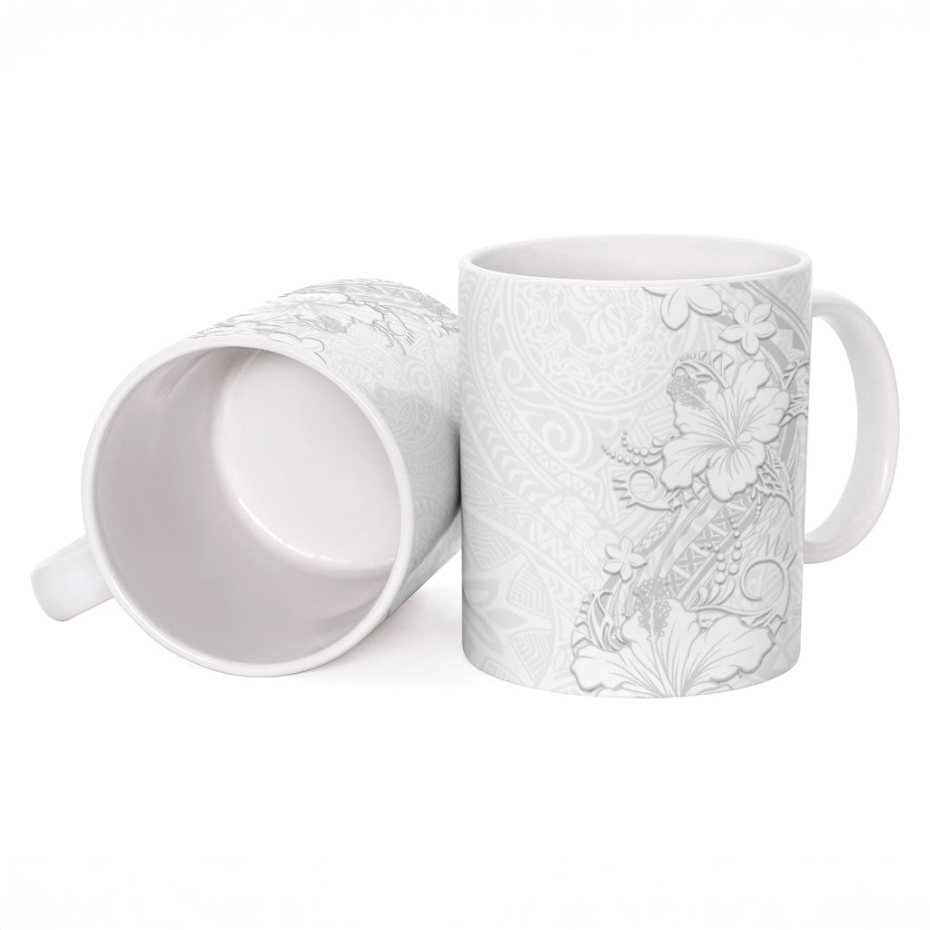 American Samoa White Sunday Ceramic Mug Polynesian Pattern With Tropical Flowers LT05 - Polynesian Pride