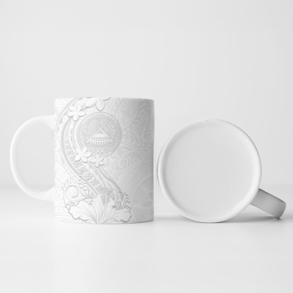 American Samoa White Sunday Ceramic Mug Polynesian Pattern With Tropical Flowers LT05 - Polynesian Pride