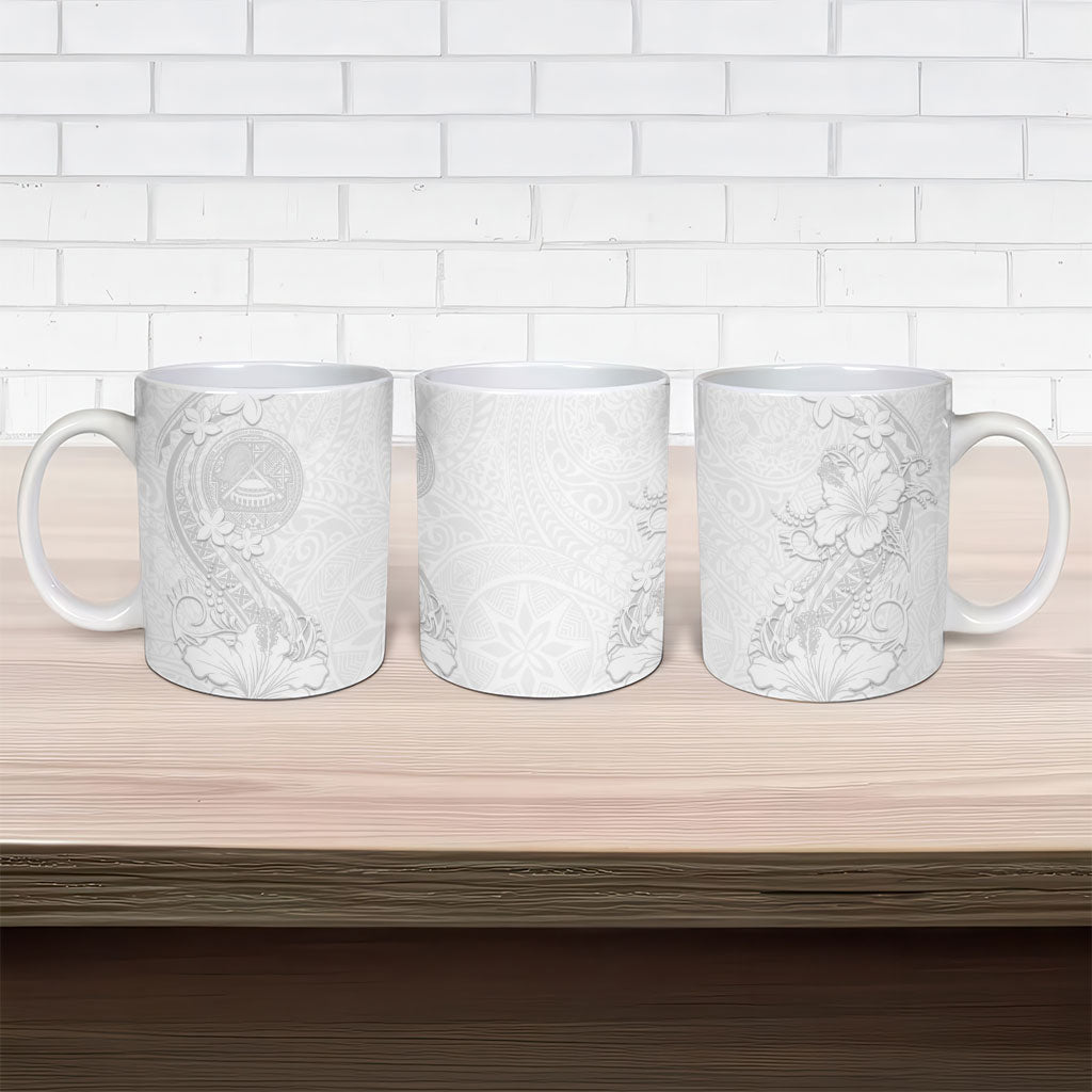 American Samoa White Sunday Ceramic Mug Polynesian Pattern With Tropical Flowers LT05 - Polynesian Pride