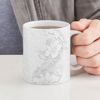 American Samoa White Sunday Ceramic Mug Polynesian Pattern With Tropical Flowers LT05 - Polynesian Pride
