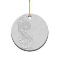 American Samoa White Sunday Ceramic Ornament Polynesian Pattern With Tropical Flowers