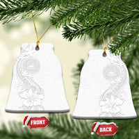 American Samoa White Sunday Ceramic Ornament Polynesian Pattern With Tropical Flowers