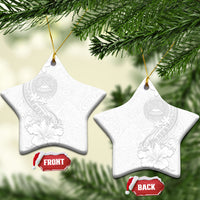 American Samoa White Sunday Ceramic Ornament Polynesian Pattern With Tropical Flowers