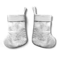 American Samoa White Sunday Christmas Stocking Polynesian Pattern With Tropical Flowers