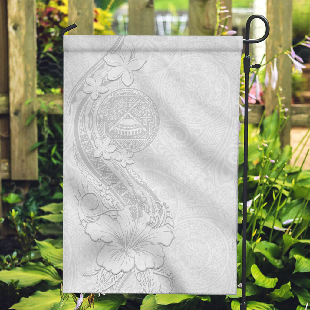 American Samoa White Sunday Garden Flag Polynesian Pattern With Tropical Flowers