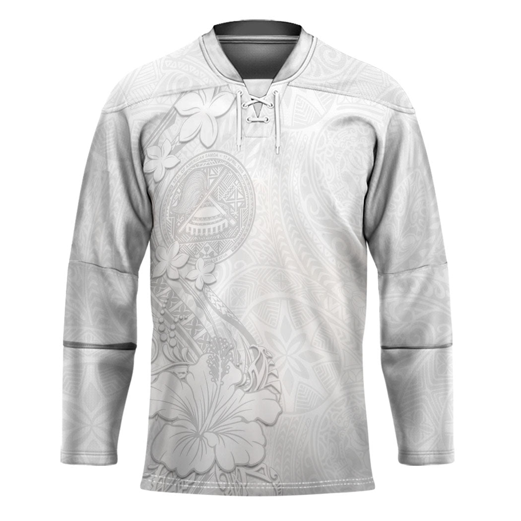 American Samoa White Sunday Hockey Jersey Polynesian Pattern With Tropical Flowers LT05 Unisex White - Polynesian Pride