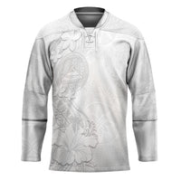 American Samoa White Sunday Hockey Jersey Polynesian Pattern With Tropical Flowers LT05 Unisex White - Polynesian Pride