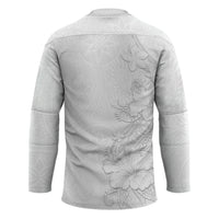 American Samoa White Sunday Hockey Jersey Polynesian Pattern With Tropical Flowers LT05 - Polynesian Pride