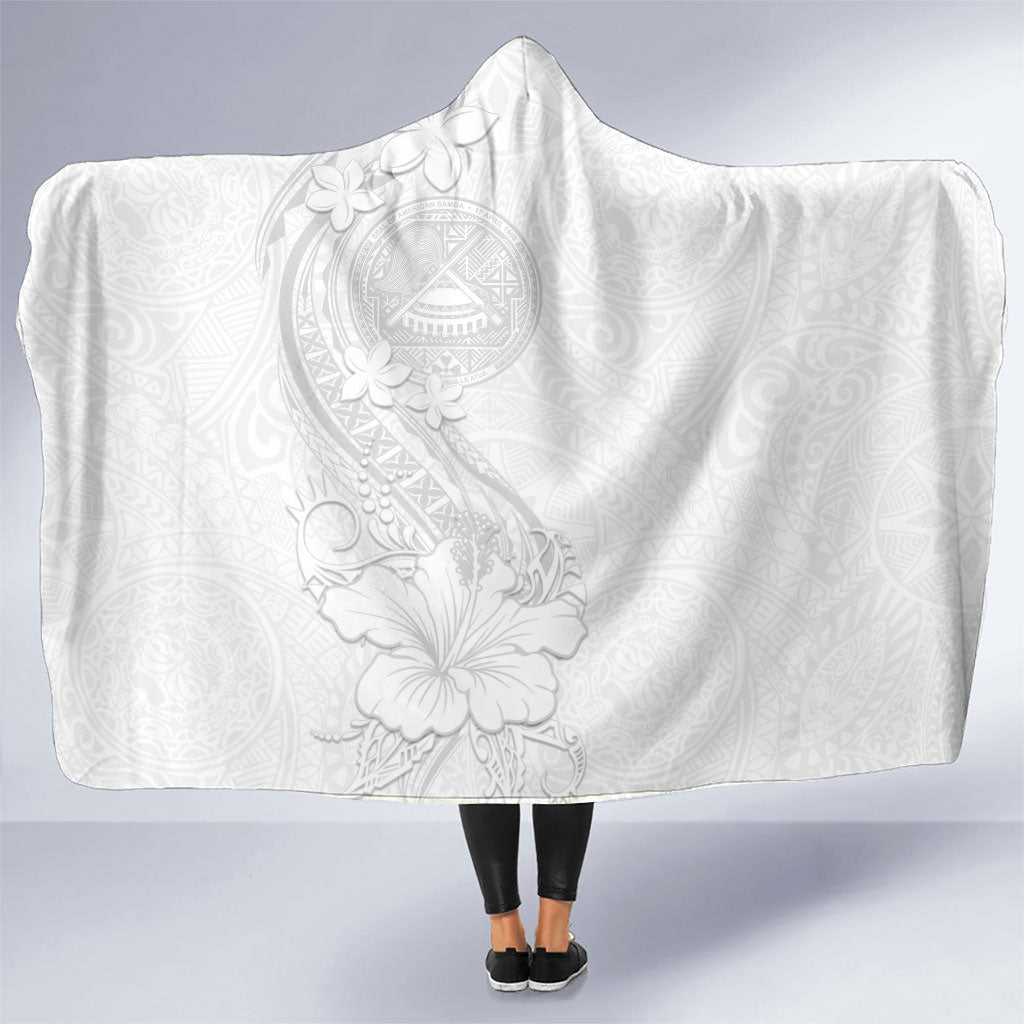 American Samoa White Sunday Hooded Blanket Polynesian Pattern With Tropical Flowers LT05 One Size White - Polynesian Pride