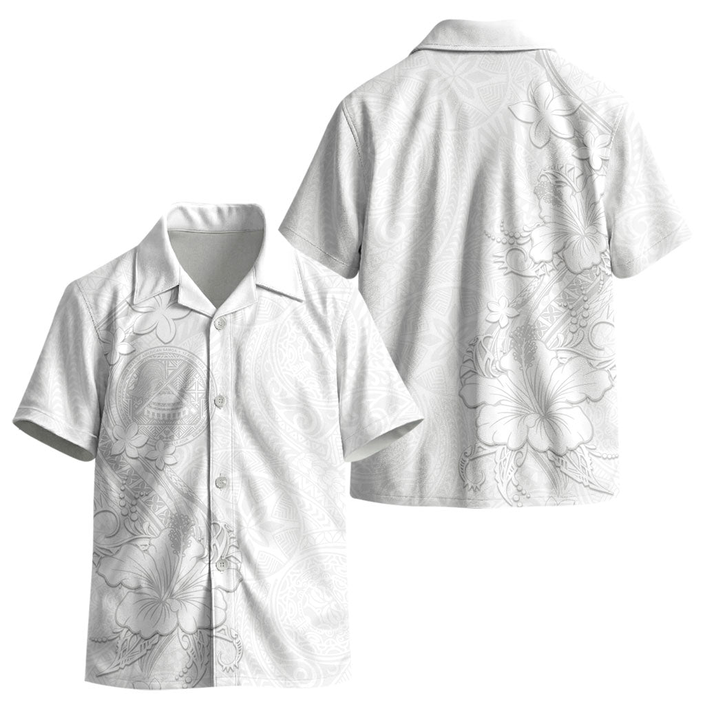 American Samoa White Sunday Kid Hawaiian Shirt Polynesian Pattern With Tropical Flowers LT05 - Polynesian Pride
