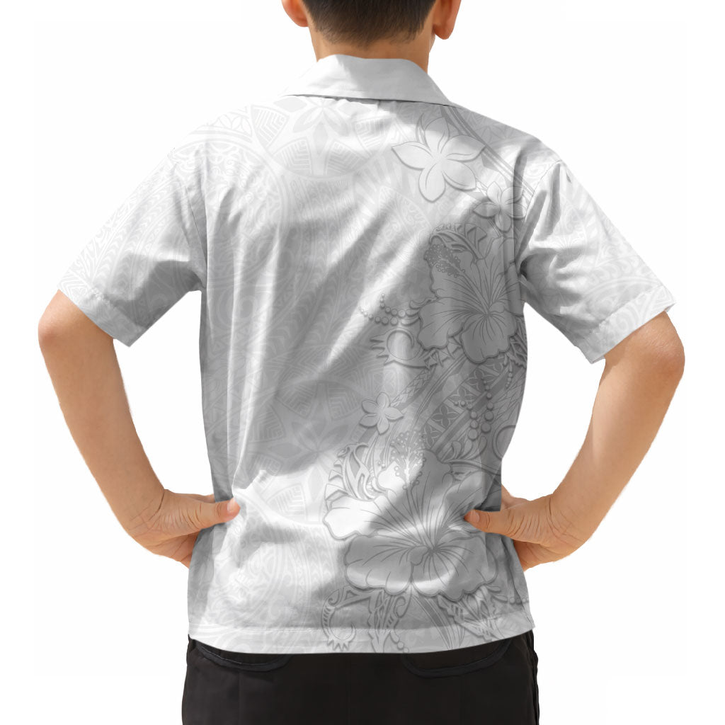 American Samoa White Sunday Kid Hawaiian Shirt Polynesian Pattern With Tropical Flowers LT05 - Polynesian Pride