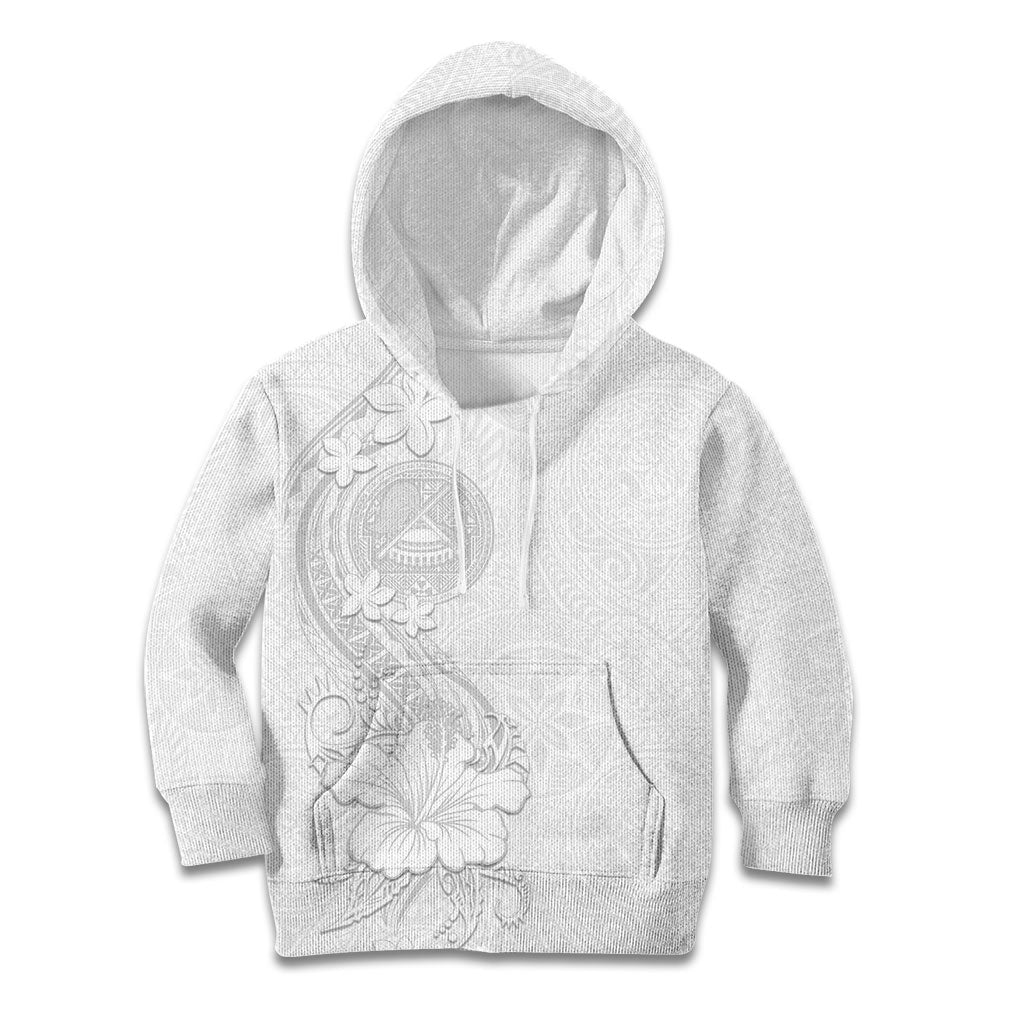 American Samoa White Sunday Kid Hoodie Polynesian Pattern With Tropical Flowers LT05 Hoodie White - Polynesian Pride
