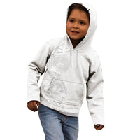 American Samoa White Sunday Kid Hoodie Polynesian Pattern With Tropical Flowers LT05 - Polynesian Pride