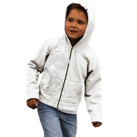 American Samoa White Sunday Kid Hoodie Polynesian Pattern With Tropical Flowers LT05 - Polynesian Pride