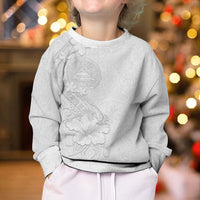 American Samoa White Sunday Kid Ugly Christmas Sweater Polynesian Pattern With Tropical Flowers