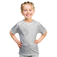 American Samoa White Sunday Kid T Shirt Polynesian Pattern With Tropical Flowers LT05 White - Polynesian Pride