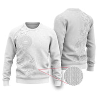 American Samoa White Sunday Ugly Christmas Sweater Polynesian Pattern With Tropical Flowers