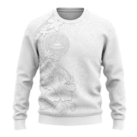 American Samoa White Sunday Ugly Christmas Sweater Polynesian Pattern With Tropical Flowers