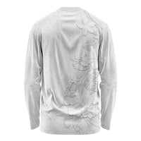 American Samoa White Sunday Long Sleeve Shirt Polynesian Pattern With Tropical Flowers LT05 - Polynesian Pride
