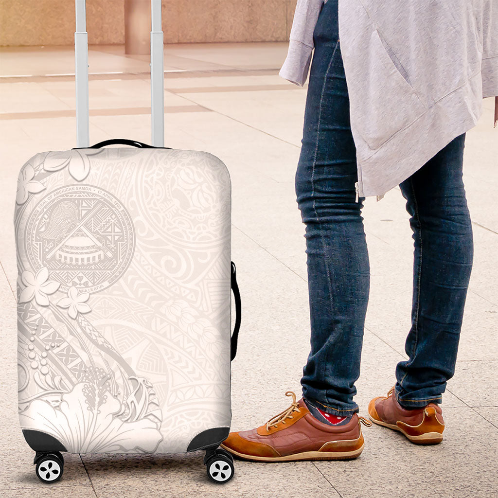 American Samoa White Sunday Luggage Cover Polynesian Pattern With Tropical Flowers LT05 White - Polynesian Pride