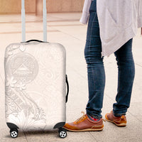 American Samoa White Sunday Luggage Cover Polynesian Pattern With Tropical Flowers LT05 White - Polynesian Pride