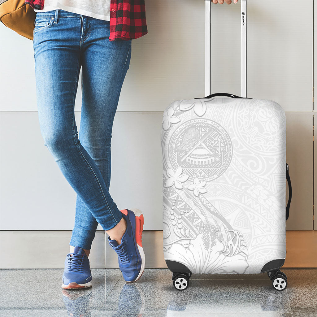 American Samoa White Sunday Luggage Cover Polynesian Pattern With Tropical Flowers LT05 - Polynesian Pride