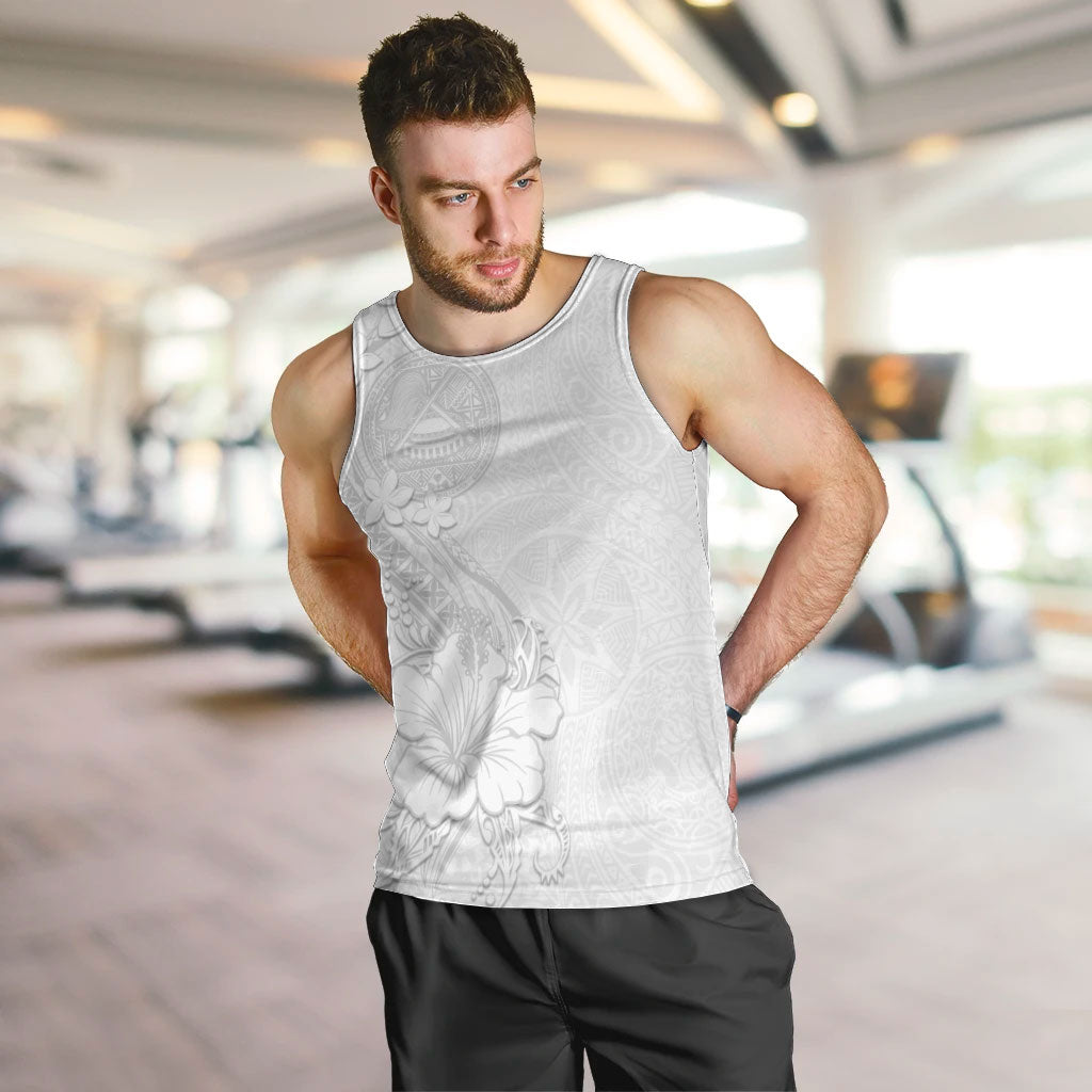 American Samoa White Sunday Men Tank Top Polynesian Pattern With Tropical Flowers LT05 White - Polynesian Pride