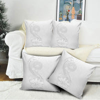 American Samoa White Sunday Pillow Cover Polynesian Pattern With Tropical Flowers