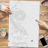 American Samoa White Sunday Puzzle Polynesian Pattern With Tropical Flowers LT05 White - Polynesian Pride