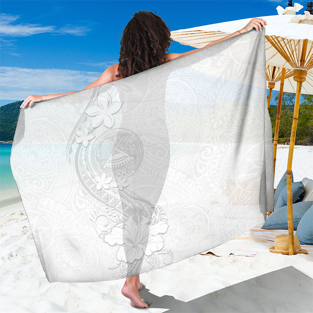 American Samoa White Sunday Sarong Polynesian Pattern With Tropical Flowers LT05 One Size 44 x 66 inches White - Polynesian Pride