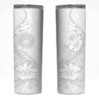 American Samoa White Sunday Skinny Tumbler Polynesian Pattern With Tropical Flowers LT05 White - Polynesian Pride