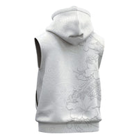 American Samoa White Sunday Sleeveless Zip Hoodie Polynesian Pattern With Tropical Flowers LT05 - Polynesian Pride