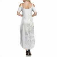 American Samoa White Sunday Summer Maxi Dress Polynesian Pattern With Tropical Flowers LT05 - Polynesian Pride